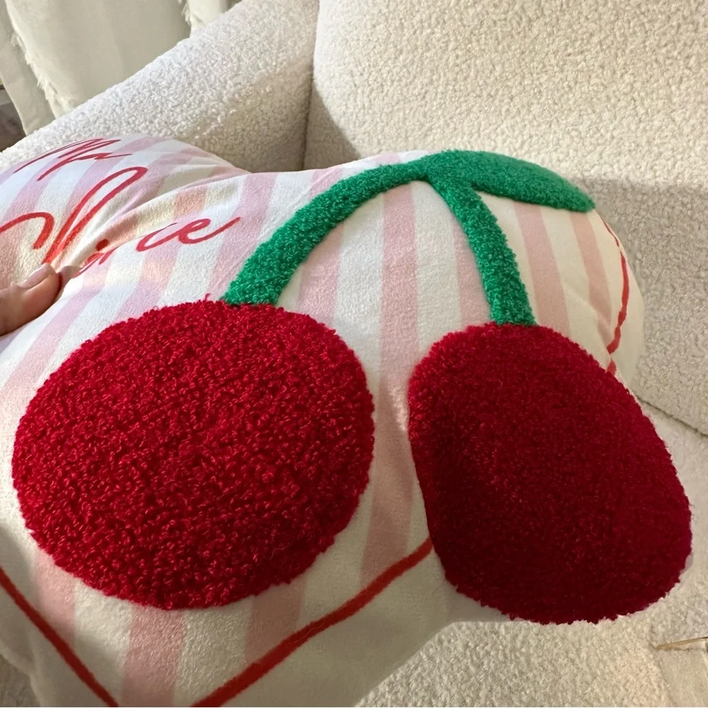 Ma Cherie Target Bullseye Playground Heart-Shaped Cherry Accent Pillow